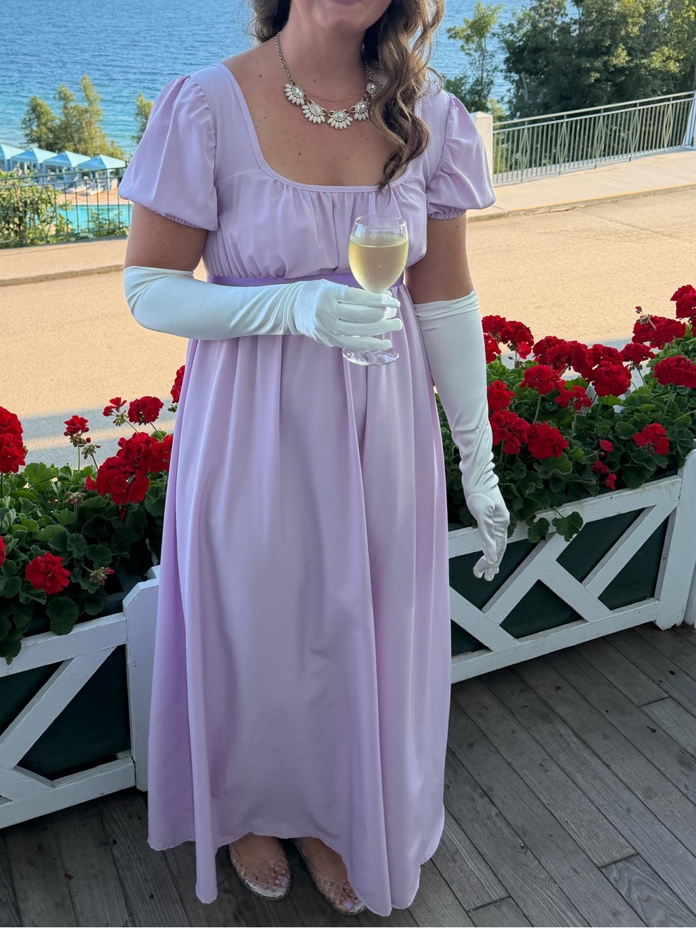 Lavender Empire Waisr Dress Bridgerton Style